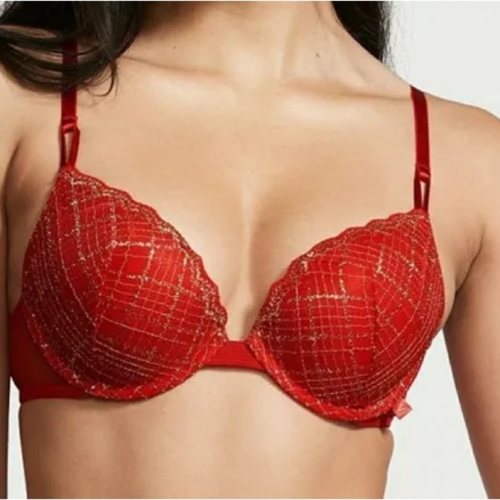 Victoria's Secret Scarlet and Gold Bra